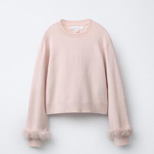 GIRLS Zara Feather Trim Sweater